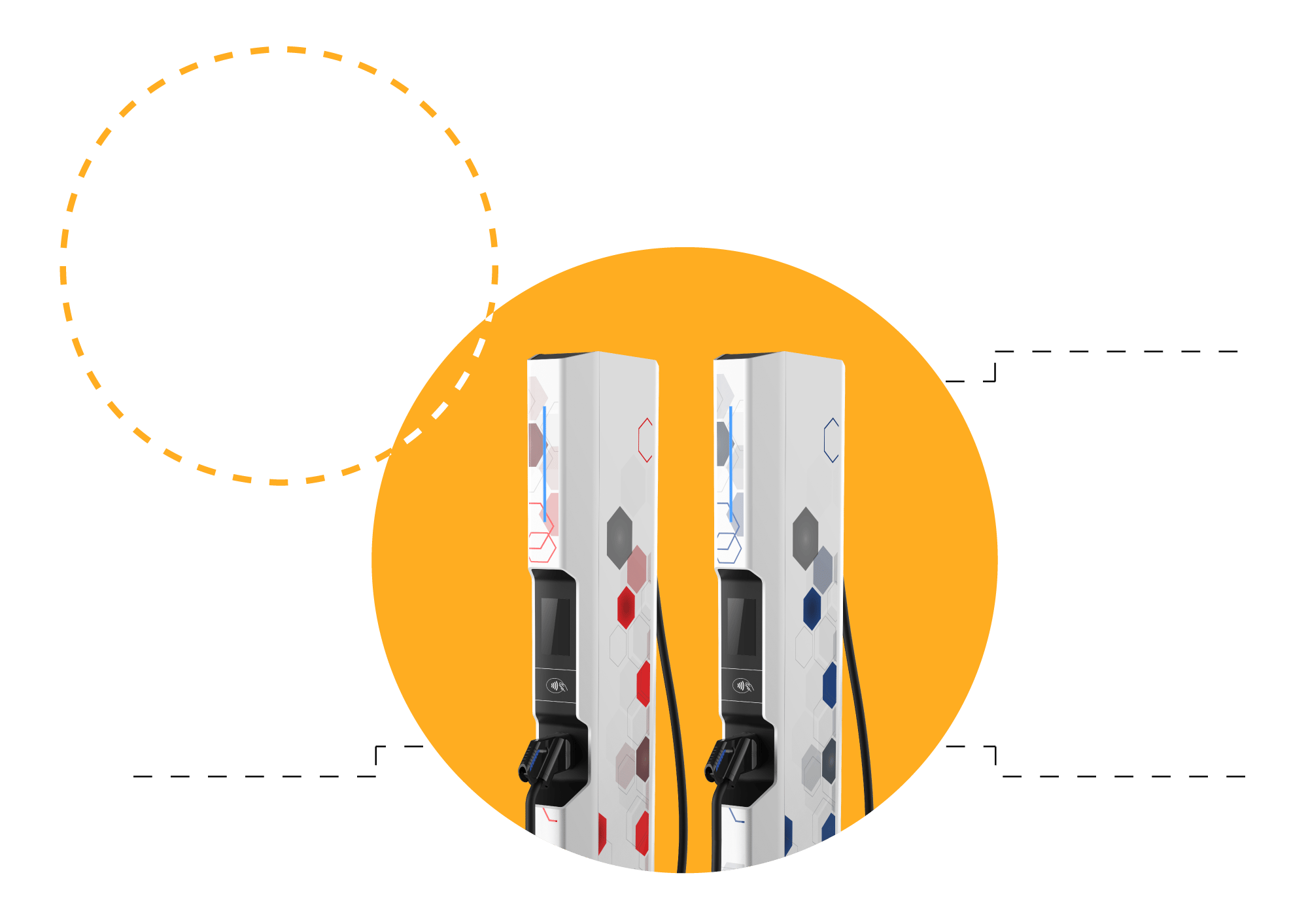 fueling stations enclosed in a yellow circle