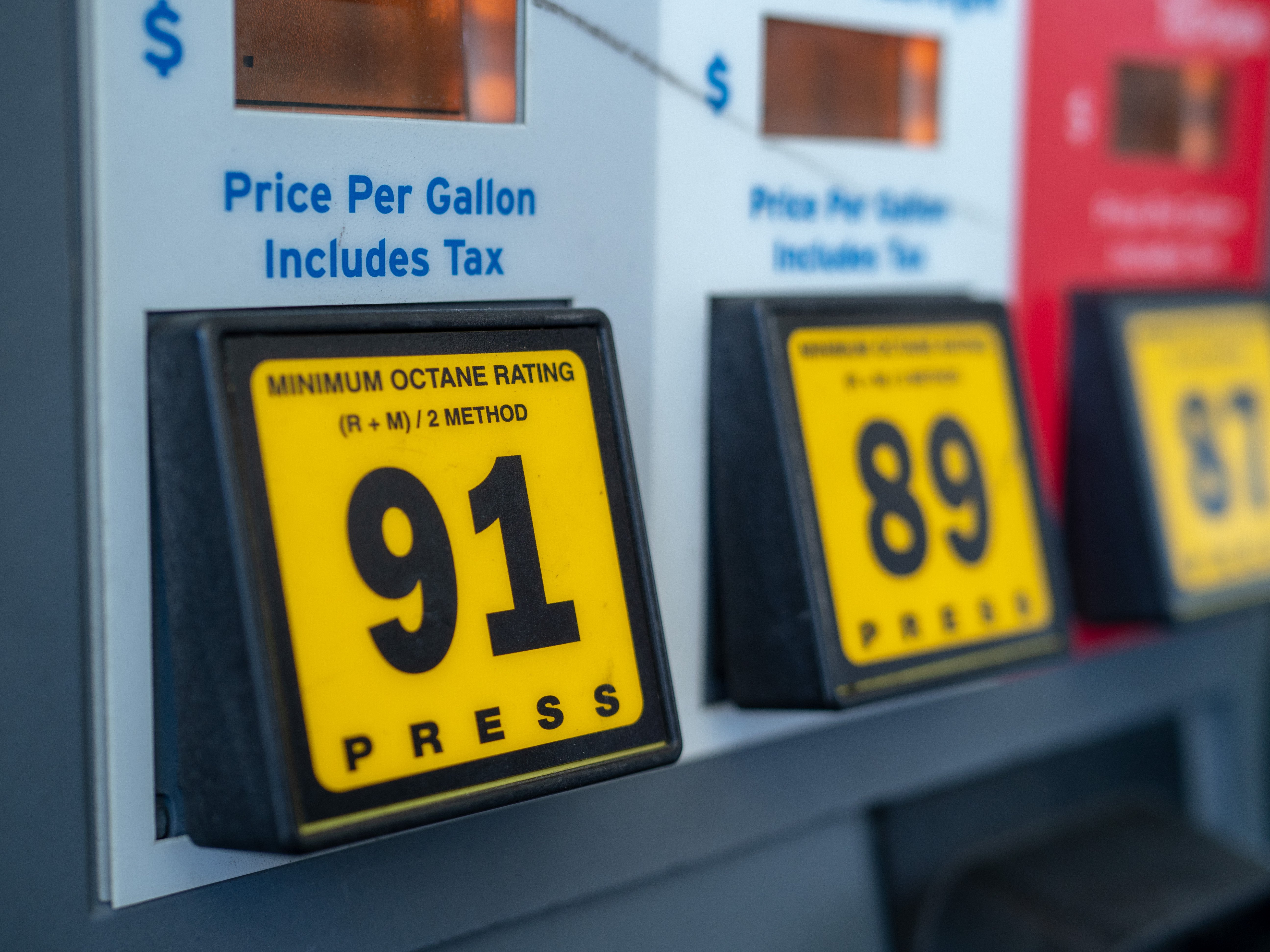 Gas pump buttons to select fuel grade